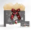 Bolsa de papel para regalo de Navidad con diseño de moño, fabricante transfronterizo de comercio exterior, envío gratuito, se puede etiquetar e imprimir para recogida propia