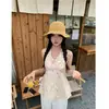 Brisa Matinal [Tecido Bordado Original] Colete Floral Retro Francês Verão Nicho Slim Fit Design com Amarração nas Costas