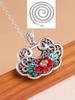 Collar con cierre de seguridad de flor de peonía de plata esterlina s925 para mujer, colgante con candado Lang Ruyi pintado, cadena de suéter larga retro, cadena de clavícula