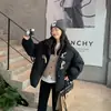 Abrigo Corto de Algodón con Botones de Cuerno para Mujer, Chaqueta Acolchada de Invierno Petite con Cuello Alto, Abrigo de Algodón Grueso y Cálido para Estudiantes