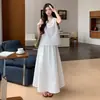 2026 Nuevo Estilo de Verano Chaleco Floral sin Mangas Estilo Francés + Falda de Corte A Conjunto de Dos Piezas de Moda para Maternidad