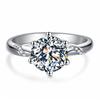 Anel de casal clássico de seis garras com zircônia, venda ao vivo, anel de moissanite simples e elegante para mulheres