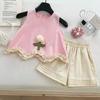Traje de Verano Nuevo para Niñas 2025 Elegante Short de Princesa Traje de Moda sin Mangas de Verano Vestido de Verano