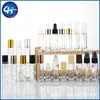 Botella Rodante de Vidrio Esmerilado Transfronteriza de 5/10 ml con Tapa de Madera con Grano, Botella Rodante para Aceites Esenciales y Perfume, Set Recargable