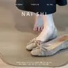 Zapatos planos de mujer de moda 2026, muy versátiles, de boca poco profunda, zapatos de un solo color, con lazo para mujer, punta cuadrada, estilo bajo nuevo, otoño