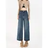 Jeans Rectos de Cintura Alta para Mujer, Nuevo Estilo Primavera y Otoño, de Alta Gama, Petite, Acortados, Estrechos, Pierna Ancha, Sueltos, Pantalones de Abuela