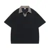Camisa Polo de Hielo con Bloques de Color Patchwork Manga Corta para Hombre Verano Holgada Versátil Cuello Camisero Manga Media Camiseta