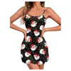 Camisola de Noche Estampada Transfronteriza Europea y Americana para Mujer, Vestido Corto Camisola Sexy sin Espalda para Mujer, Vestido Casual Cómodo para Casa