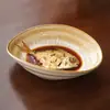 Cuenco Yuanbao de Cerámica Horneada de Fábrica de 9.5 Pulgadas para Uso Doméstico, Bol para Ensalada, Cuenco Irregular de Cerámica, Bol para Snacks, Bol para Postres