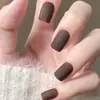 Puntas de Uñas Portátiles de Venta Caliente Transfronterizas con Acabado de Alta Gama, Pegatinas para Uñas Cuadradas Cortas Estilo Ins, Uñas Postizas Sencillas Brillantes, 24 Piezas