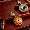 Cadena para Teléfono Móvil de Metal Chapado en Oro Color Duradero Nueve Gong Ocho Trigramas, Llavero de Moneda de Fantasma de Montaña Ocho Trigramas Yin-Yang de Vidrio Luminoso de Cristal