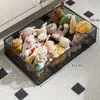 Caixa de armazenamento sob o sofá, comedouro de porco, caixa de armazenamento de brinquedos, cesta plana retrátil sob o móvel da TV, prateleira de armazenamento para blocos de montar e brinquedos