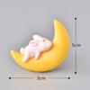 Chaveiro Pingente de Plástico Lua Cachorrinho Dormindo Coelho Urso Gatinho Pingente de Animal Artesanato de Micro Paisagem Enfeites