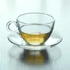 Juego de Taza de Café de Vidrio Estilo Ins con Platillo, Taza Europea para Café Moca y Latte, Taza para el Té de la Tarde, Taza Espesa para Té con Leche con Asa