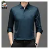 Novas Camisas Masculinas de Manga Longa, Estampadas de Alta Qualidade para Primavera e Outono, Camisas Masculinas Estampadas a Quente, Sem Costura, Alta Elasticidade, que Não Formam Bolinhas