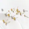 Brincos de Pérola Estrela Camélia com Argola Pendurada em Ouro Maciço 18K Ouro Branco Revestido de Cobre Preserva Cor Versátil DIY