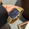Pulseira de Metal de Aço Inoxidável com Padrão de Bambu Brilhante Adequada para Apple Watch iWatch 12ª Geração 11/10