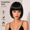 Pelucas Europeas y Americanas de Cosplay para Mujeres, Pelucas de Pelo Corto Liso Coloridas Estilo Bob, Set de Pelucas con Flequillo de Anime para Halloween