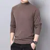 Camiseta de Manga Larga Otoño Invierno para Hombre Capa Base Color Sólido Ropa Interior Cálida Corte Ajustado Versátil Camiseta de Cuello Semi Alto