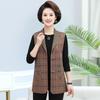 Chaleco de otoño a cuadros para mamás, mujeres de mediana edad y mayores, abrigo holgado estilo occidental con botones, largo medio, elegante top para mujer