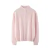 Cárdigan de Lana Pura de un Solo Hilo de Calibre 12 para Mujer de Primavera y Otoño con Cuello Alto, Chaqueta Suéter de Lana Tejida Casual Agradable al Tacto