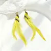 Brincos de Pena Boêmios Transfronteiriços Estilo Étnico Simples Retrô Acessórios de Brincos com Franjas para Férias de Verão na Praia para Mulheres