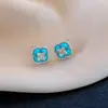 Brincos de franja com contas de zircônia azul vintage, estilo retrô francês, luxo leve e sensação de alta qualidade