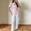 Roupas femininas transfronteiriças europeias e americanas de 2026: nova coleção de outono, camisa estampada elegante e estilosa de manga curta para o trabalho ou uso casual
