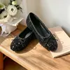 Mocasines planos de lentejuelas de cristal estilo hada, zapatillas de ballet con lazo en talla grande, elegantes y versátiles para mujer