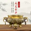 Quemador de Incienso Grande de Latón para Uso Doméstico, Adecuado para la Adoración en Salones Ancestrales y Templos, Quemador de Incienso de Cobre Kowloon para Ofrecer Incienso al Dios de la Riqueza, Quemador de Incienso de Tres Patas con Doble Dragón