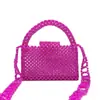 Bolso cuadrado nuevo de primavera con correa ancha hecha a mano, tejido casero de color liso con solapa, bolso de mano personalizado color caramelo