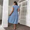 Popular Amazon Estação Independente Novo Produto 2024 Verão Saia Midi Feminina Francesa Vestido Floral Europeu e Americano