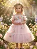 Vestido 3D de Flor de Seda Yalinda para Meninas Vestido Colete de Borboleta Estilo Princesa para Crianças Pequenas Dia das Crianças