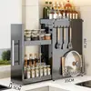 Prateleira de Armazenamento de Temperos Extraível para Cozinha Organizador Multifuncional de Condimentos para Bancada Caixa Lateral Ultra-Estreita à Prova de Poeira Armário