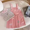 Vestido Lindo para Niñas 2026 Verano Nuevo Estilo Falda de Mezclilla para Niños Ropa para Bebés y Niños Conjunto de Dos Piezas a la Moda