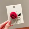 Estilo Coreano Novo Veludo Vinho Tinto Laço de Coração Presilha para Cabelo Faixa de Cabelo Infantil Par Simples de Acessórios de Cabelo com Elástico