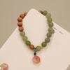 Qingshan Dai Lingyin nuevo pulsera de sándalo con cuentas redondas de jade natural chino para mujer, temperamento, nicho, pulsera retro