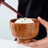 Tazón Grande de Madera Natural de Azufaifo Antiescaldante para Fideos Instantáneos, Tazón de Arroz para Niños para el Hogar Estilo Japonés, Tazón Grueso Redondo de Madera para Sopa con Grabado