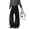 Pantalones de trabajo casuales de algodón lavado estilo americano línea Hasselblad para hombres y mujeres, marca de moda de otoño, pantalones deportivos holgados rectos de pierna ancha para parejas