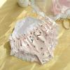Japonês leite de seda morango impressão menina bonito lace-up voando cintura baixa triângulo estudante roupa interior das mulheres frescas