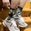 132 Calcetines Largos de Algodón Tie-Dye para Parejas Street Ins Calcetines de Calle Hip-Hop Deportivos de Caña Alta Calcetines de Moda