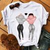 Camiseta Melhor Amiga feminina nova camiseta preta moda feminina camiseta com estampa fofa Harajuku blusa gola redonda