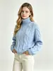 Venta al por mayor transfronteriza desde fábricas de origen: Suéteres de punto grueso con cuello alto de estilo europeo y americano para otoño e invierno para mujer, prendas de punto tipo jersey holgadas y casuales