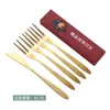 Cuchillo para Pasteles de Luna 304 Transfronterizo Tenedor para Pasteles Acero Inoxidable Tenedor de Dos Púas Tenedor para Postres y Frutas Festival de Medio Otoño Juego de Cuchillo y Tenedor para Pasteles de Luna