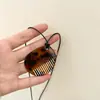 Versão Coreana do Novo Colar Pente Estampado de Leopardo Retro Transfronteiriço Acetato Personalidade de Nicho Versátil Corda Preta Corrente Longa para Suéter para Mulheres