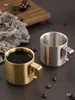 Taza de Café de Acero Inoxidable 304 Doble Capa Estilo Coreano con Asa, Taza Anticaídas, Taza para Desayuno y Leche, Taza de Cerveza, Taza de Agua