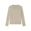 Camiseta Base de Lã Acetato Tencel Feminina Outono e Inverno Novo Estilo Gola Alta Gola Redonda Estilo Básico Roupa Íntima Camiseta Gola Média