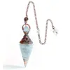 Comércio Exterior Novos Produtos Prata Antiga Cristal Colorido Pêndulo Pedra Semi-preciosa Pedra Colorida Resina Pêndulo Hexágono Cone Pingente