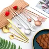 Conjunto Popular Transfronteiriço de Talheres Portugueses em Aço Inoxidável para Jantar Ocidental, Garfo e Colher Conjunto de 4 Peças Faca de Bife, Garfo e Colher Colher de Café