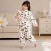 Pijama infantil para primavera, otoño e invierno, conjunto de dos piezas para niños y niñas, pijama con estampado de leopardo, conjunto grueso de dos piezas, moderno